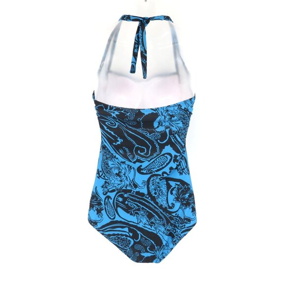 Smismivo Women;s Blue & Black Halter One-Piece Swimsuit Paisley Print Large NWT - Picture 4 of 4